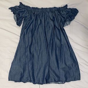 Off the Shoulder Jean Dress
